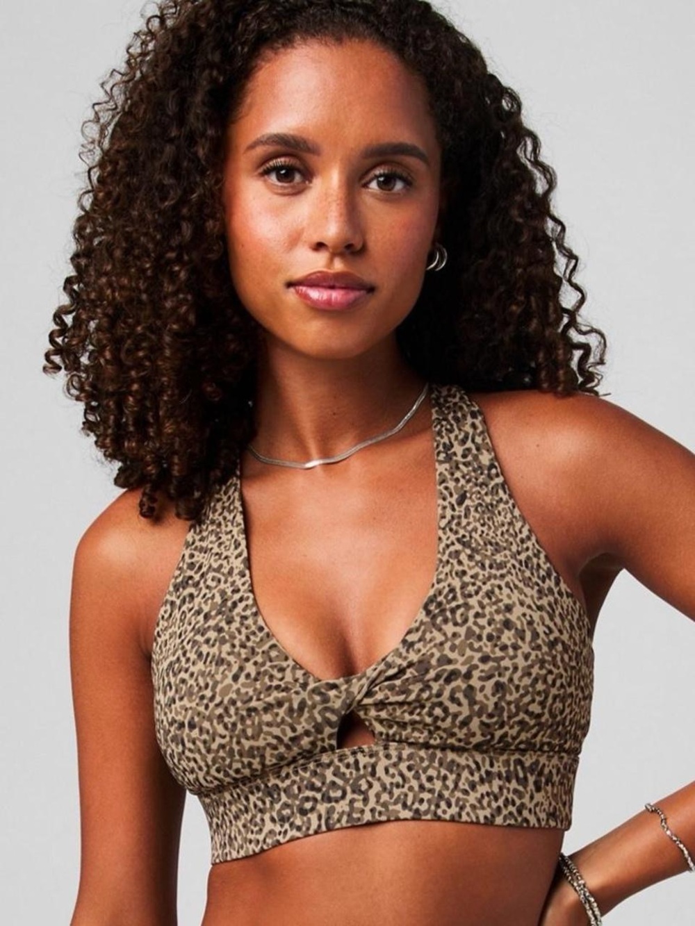 Fabletics | Leopard Oasis Twist Sports Bra | Dark Twill Micro Spot | Size M 🐆